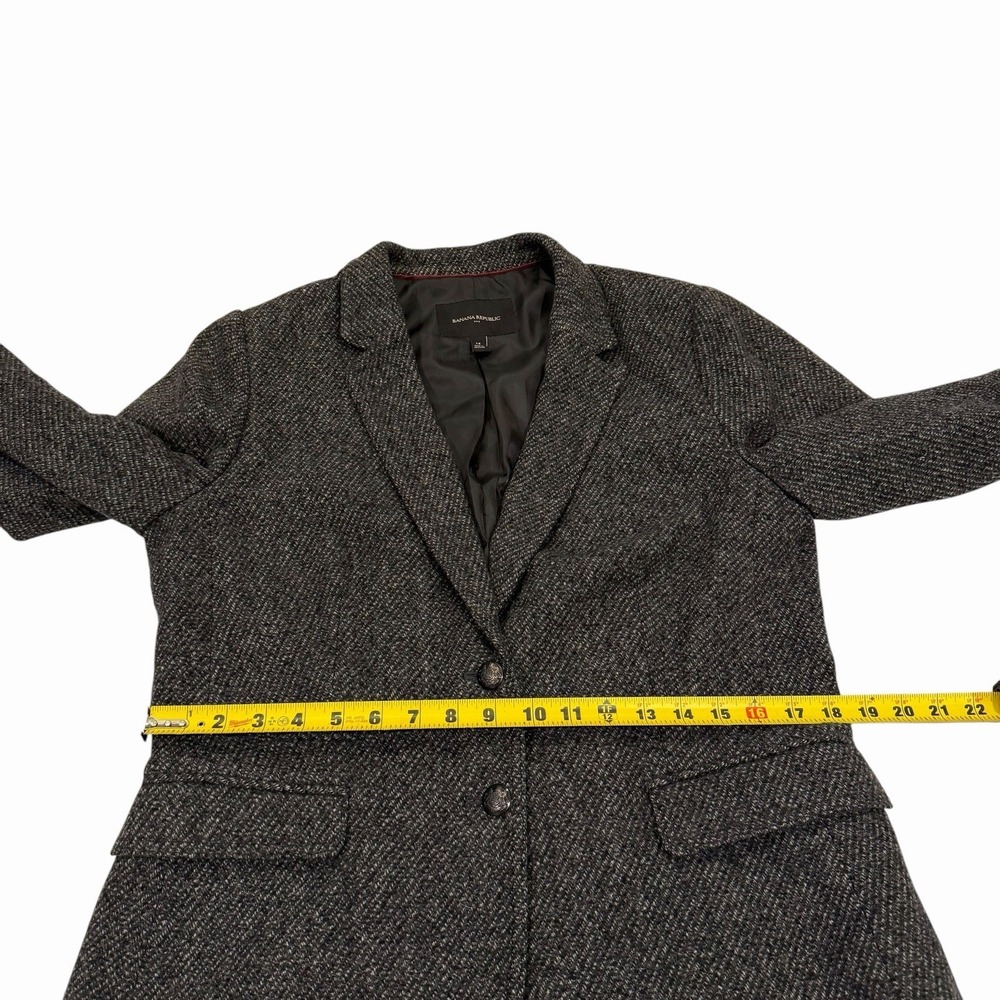 Banana Republic Factory Blazer Gray Tweed Twill Womens 14 Preppy Classic Academy - Picture 9 of 12